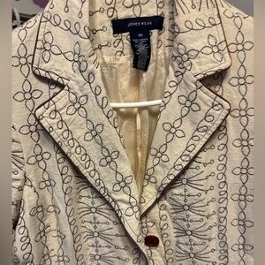 Jones Wear Beige Floral Embroidered Blazer